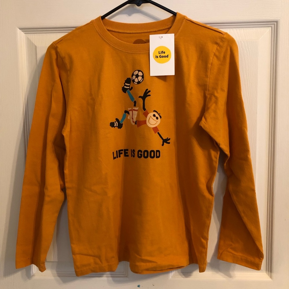 Brand new!  Youth L Life is Good Soccer Long Sleeve Tee - Orange